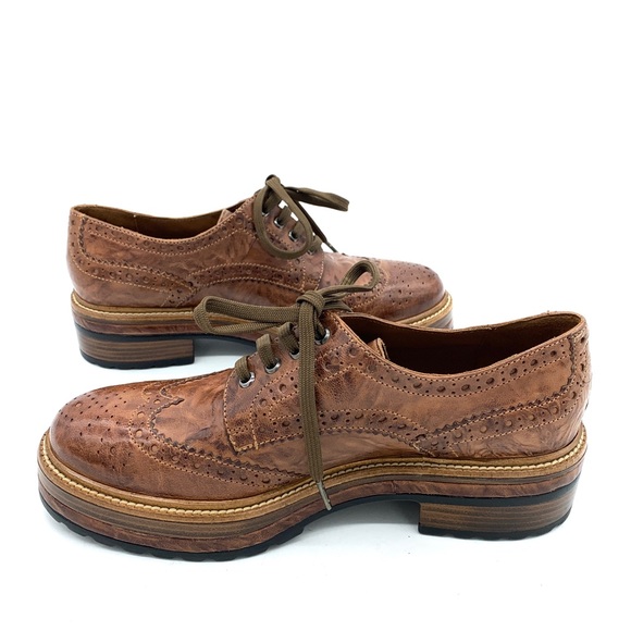 Pons Quintana Brown Leather Brogue Oxfords - Picture 5 of 12